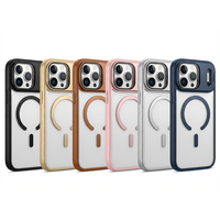 Cuir artificiel transparent pour étui de téléphone avec protection d'appareil photo et support magnétique