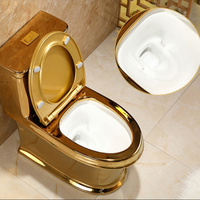 Cuvette de toilette sanitaire monobloc en céramique dorée à double chasse de luxe de haute qualité avec désodorisation automatique