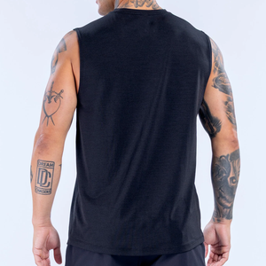 Custom logo Slim Fit Solid Blank Design Silhouette Crew Neck Wide Armhole Casual Gym Side Seams Breathable Printing <strong>Men</strong> <strong>Tanktop</strong> - Product Image 2