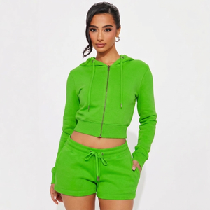 Ensemble deux pièces vintage Y2K 2026 pour femme : sweat à capuche court zippé imprimé tigre et short – Tenue Baddie pour femme - Product Image 3