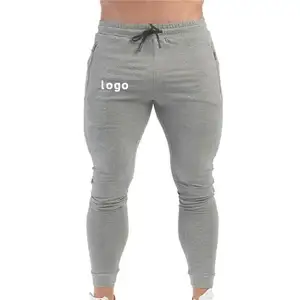 Yüksek kaliteli düz renk saf pamuk elastik sıkı uydurma spor pantolon Yoga pantolon erkekler için