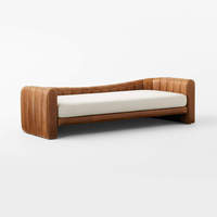 Canapé en cuir véritable capitonné, long et incurvé, à assise profonde, pour salon d'hôtel 5 étoiles haut de gamme