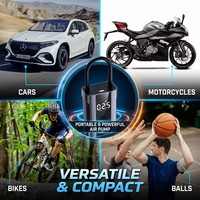 Mini Tire Inflator High Pressure Tire Air Pump Tyre Pump LED Light SOS Mode Smart Shutdown Inflator Pump for Car Motorcycle Bike