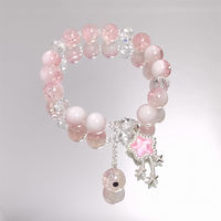 Bracelet tendance en perles colorées avec breloque étoile en cristal, perles élastiques en verre, bijoux fins pour femmes et filles