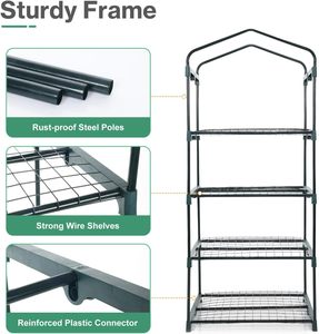 <span class=keywords><strong>Serre</strong></span> miniature à 4 niveaux pour jardin extérieur, imperméable, protection UV, avec porte coulissante, serres agricoles robustes pour patio - Product Image 2