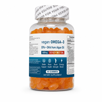 Complément Alimentaire Végétalien OEM Marque Blanche Gommes Oméga 3 EPA DHA Huile d'Algues avec Vitamine D3 K2 Huile MCT