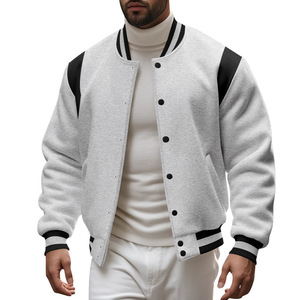 Veste décontractée épaisse pour homme pour l'hiver, style baseball, doublure polaire, style côte ouest américaine - Product Image 4