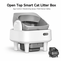 Litière Intelligente pour Chat à Couvercle Ouvert, Grande Capacité, Nettoyage Facile, Auto-Nettoyante, Contrôle par Application, Spray Désodorisant, Vente en Gros