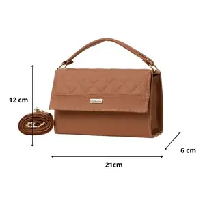 Bolso Bandolera Fana Calista Camel de Cuero Genuino Estilo Vintage Impermeable con Cadenas para Uso Diario - Product Image 3