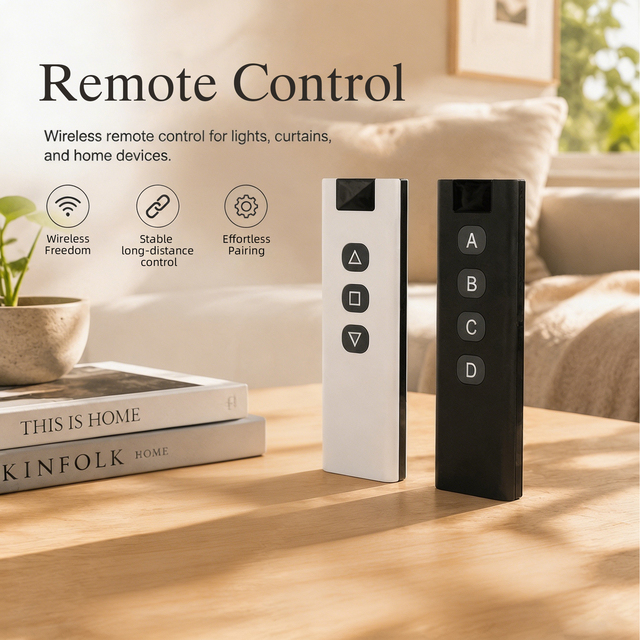 433MHz Learning Code Universal Remote Control With Wall Mount Base for Smart Home Fans and Lights 150m Range Durable ABS