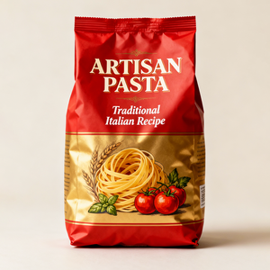 Sac plat à fond carré imprimé sur mesure de qualité alimentaire pour les emballages de pâtes, de chocolat, de biscuits et d'aliments - Product Image 1