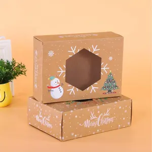 最便宜的标志印刷定制尺寸天然棕色圣诞糖果盒和节日结婚纸糖盒