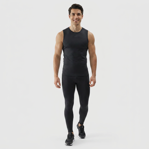 Débardeur de musculation personnalisé OEM en polyester tricoté respirant, compression, col en V, uni, transfert thermique pour homme - Product Image 1
