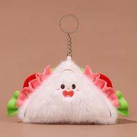 En gros, accessoires de sacs et porte-clés en peluche alimentaires : mini frites, hamburger, pizza, gâteau, et porte-clés en peluche sushi personnalisé