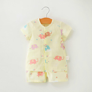 Conjunto de Pijama de Muselina de Algodón de Doble Capa para Bebé, Manga Corta, Estampado de Dinosaurios, Transpirable, para Verano, Ropa para Recién Nacidos y Niños Pequeños, Venta al Por Mayor - Product Image 4
