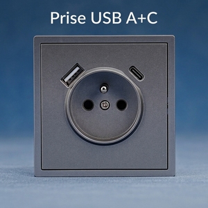 MEZEEN Prise Électrique Murale Française Type C et USB, Prise Française Type E 16A avec Chargeur de Téléphone USB-A et USB-C - Product Image 1