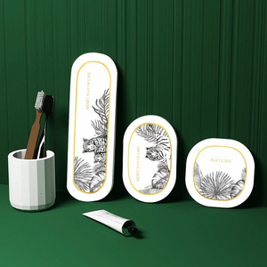 Porte-papier toilette multifonctionnel moderne autoportant, porte-pinceaux de maquillage, porte-brosse à dents, support en résine de pierre, plateau de <span class=keywords><strong>douche</strong></span> - Product Image 6