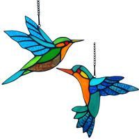 Blue Humming Bird Suncatcher Ornement de fenêtre teintée Cadeaux de Noël suspendus oiseaux objets décoratifs