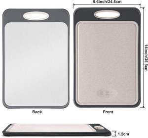Planche à découper double face en acier inoxydable pour la cuisine, en acier inoxydable de qualité alimentaire et en paille de blé, facile à nettoyer - Product Image 2