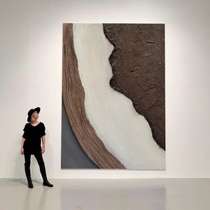 Hand Painted Oil Painting Abstract Textured Art Rectangle Metal <b>Frame</b> Modern Living Room Decorative <b>Wall</b> Art - Product Image 1