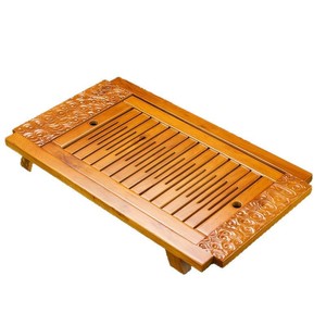 Bandeja de Té de Madera Maciza con Drenaje, Diseño Plano Estilo Chino para Preparación de Té Kung Fu, Material de Roble, Almacenamiento y Drenaje de Agua - Product Image 5
