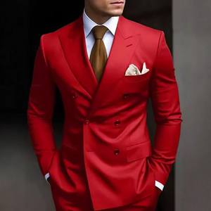 2025 nouveaux hommes costumes Double boutonnage revers pointu mariage marié robe de smoking formel sur mesure Blazer coupe ajustée veste + pantalon - Product Image 4