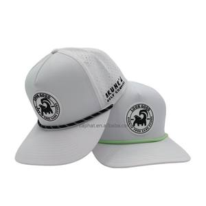 Casquette de baseball personnalisée à 5 panneaux en PVC caoutchouté avec logo, imperméable, perforations découpées au laser, casquettes de performance pour le sport et le golf - Product Image 3