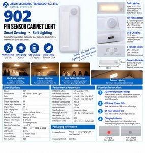 Éclairage LED Moderne pour Tiroirs avec Détecteur de Mouvement, Lot de 4 Luminaires d'Armoire pour Placards, Utilisation Intérieure, Rechargeable 5V, Magnétique, 35 - Product Image 2
