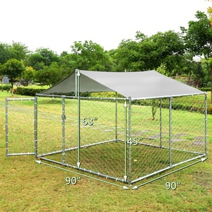 PRIME Outdoor <strong>Dog</strong> <strong>Kennel</strong> with Roof Heavy Duty Chain Link <strong>Dog</strong> Cage <strong>Run</strong> with Openable Feeding Doors - Product Image 3