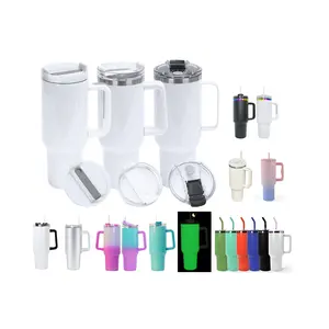 Factory wholesale AGH travel coffee mug 40oz 1.0 2.0 3.0 Neon glitter white sublimation tumblers with handle All in one