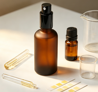Botol Serum Pompa Semprot Kaca Hitam Matte Frosted 30ml 50ml 100ml Bentuk Bulat untuk Krim Wajah dan Krim Mata
