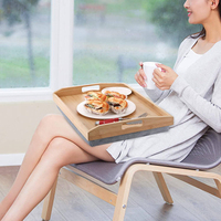 Groothandel Huis Bed & Breakfast Serveerschaal Draagbare Laptop Bureau Bamboe Lap Tray met Afneembaar Kussen