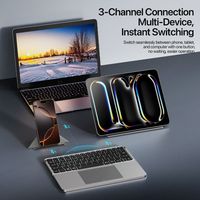 Nouveau clavier Bluetooth triple pliable avec pavé tactile, ultra-fin, rétroéclairage RGB, support détachable, rechargeable Type-C, compatible multi-appareils