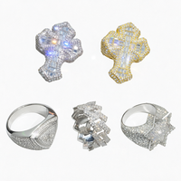 Bague Cocktail Géométrique Pavée en Or 14K 18K avec Diamant de Laboratoire Unique en Forme de Grappe Florale pour Femme