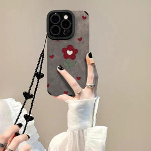 Coque de téléphone en forme de cœur avec petite fleur rouge, compatible avec iPhone 17PROMAX 16PLUS 15PRO, nouvelle collection - Product Image 5