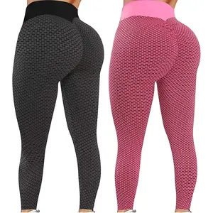 Buy Womens Honeycomb Leggings Butt Lift Yoga Pants Anti Cellulite Waffle  Leggings High Waist Workout Running Tights Bubble Textured Scrunch/Ruched  Booty Trousers Black at