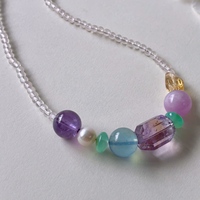 Collier en argent avec perles de cristal multicolores et perles de culture d'eau douce mélangées (4-12mm) pour la guérison et les fêtes – Stock usine