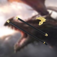 Großhandel Glänzender Goldener Flügel-Drachenkopf-Gehstock, Fantasy-Dekorativer Spazierstock für Cosplay Halloween Feiertagsgeschenke