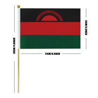 Drapeau Fanion Malawi 14*21cm en Polyester Imprimé Numérique avec Tige en Bois – Vente en Gros