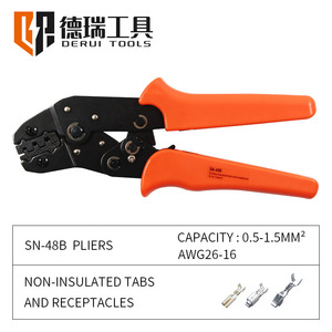 คีมย้ำสายไฟ Derui Tools รุ่น SN-48B ขนาด 0.5-1.5 มม. 26-16AWG สำหรับขั้วต่อสายไฟอุตสาหกรรม แบบเข้าด้านหน้า ผลิตจากเหล็กกล้าคาร์บอนสูง - Product Image 3