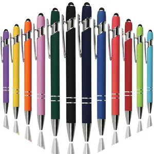 Werbe metall Aluminium Aluminium Rod Sprühen 2 In1 Press Typ Touchscreen Stift Promotion Geschenk Werbung Benutzer definierte Kugelschreiber