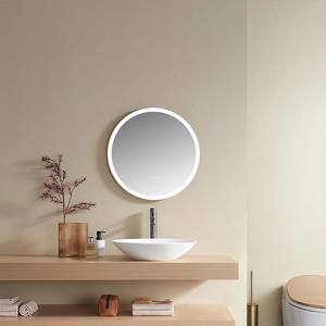 Miroir de coiffure rond à LED pour salle de bain avec cadre en métal et verre 80cm/90cm Design Art Déco mural - Product Image 6