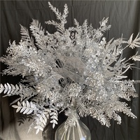 Silber Serie Hochzeits saal dekorative Decke hängen Nebel Nebel Eis Gras konserviert Kunststoff Blumen arrangement Schöne Blätter