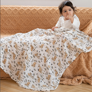 Manta de bebé de muselina de algodón de bambú con impresión personalizada y etiqueta OEM, manta transpirable para recién nacido, ropa de cama cómoda para bebé - Product Image 4