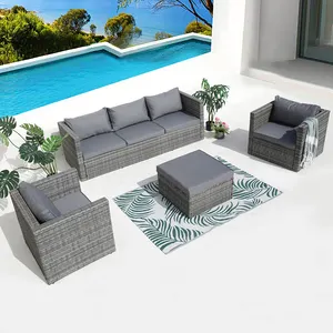 Factory supplier patio furniture steel frame PE rattan outdoor garden sofa sets
