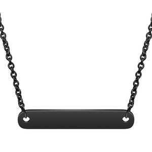 Collar con colgante rectangular de acero inoxidable, Color negro y dorado, regalo para mujer, joyería BZ1018 - Product Image 1