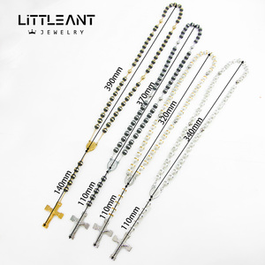 Collana <span class=keywords><strong>con</strong></span> ciondolo croce di gesù cristiano Hip Hop collana <span class=keywords><strong>con</strong></span> croce di <span class=keywords><strong>perline</strong></span> in acciaio inossidabile - Product Image 5