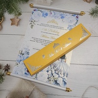 Invitations de Quinceañera en boîte dorée avec pompons, rouleaux blancs, ivoire et bordeaux, invitation de baby shower faite à la main, cadeau de fête pour les invités