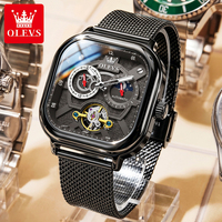 OLEVS 6782 Montre de luxe OEM de marque de créateur personnalisée, squelette ajouré, avec logo, phase de lune, automatique mécanique pour homme