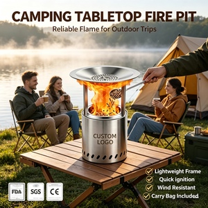 <span class=keywords><strong>Mini</strong></span> <span class=keywords><strong>Chimenea</strong></span> de Acero Inoxidable 304 de Doble Combustible (<span class=keywords><strong>Bioetanol</strong></span> y Pellets de Madera) para Mesa, Ideal para Camping, Barbacoa y Asados - Product Image 3